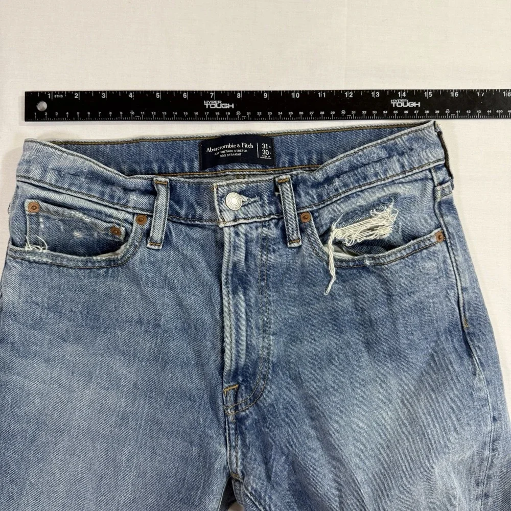 Abercrombie & Fitch 90s Straight Jeans‎ 31x30 Mens Light Wash Vintage Stretch